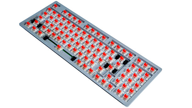 Panel PCB de aluminio rectangular con LEDs rojos montados sobre base metálica